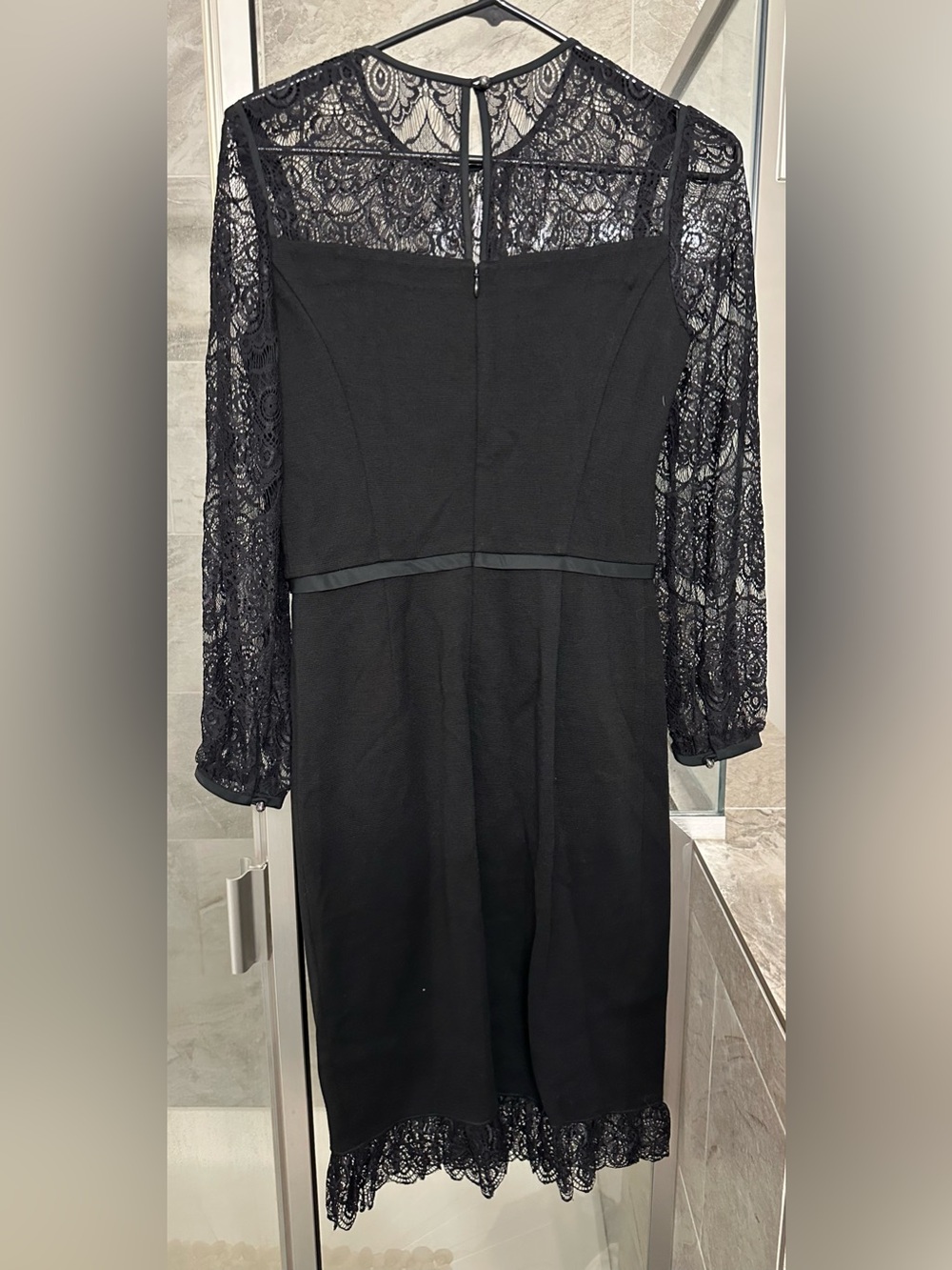 Tory Burch Black Lace-Sleeve Midi Dress